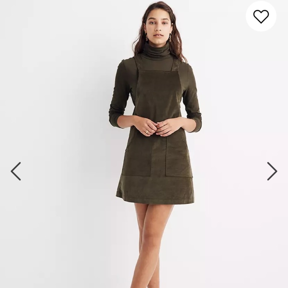 SOLD Madewell Velvet Jumper Mini Dress Olive Green